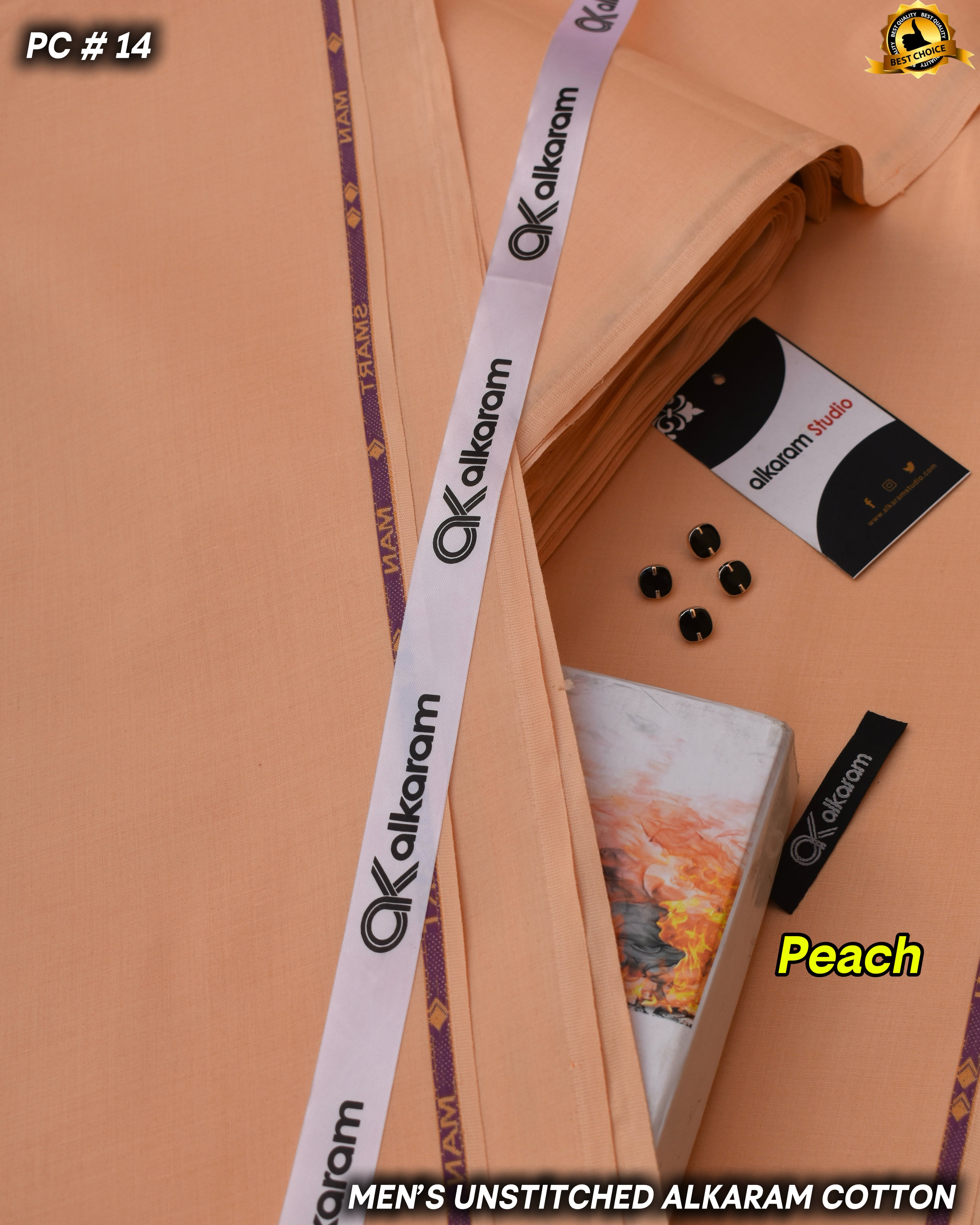 Smart Man Hard Alkaram Cotton- Peach