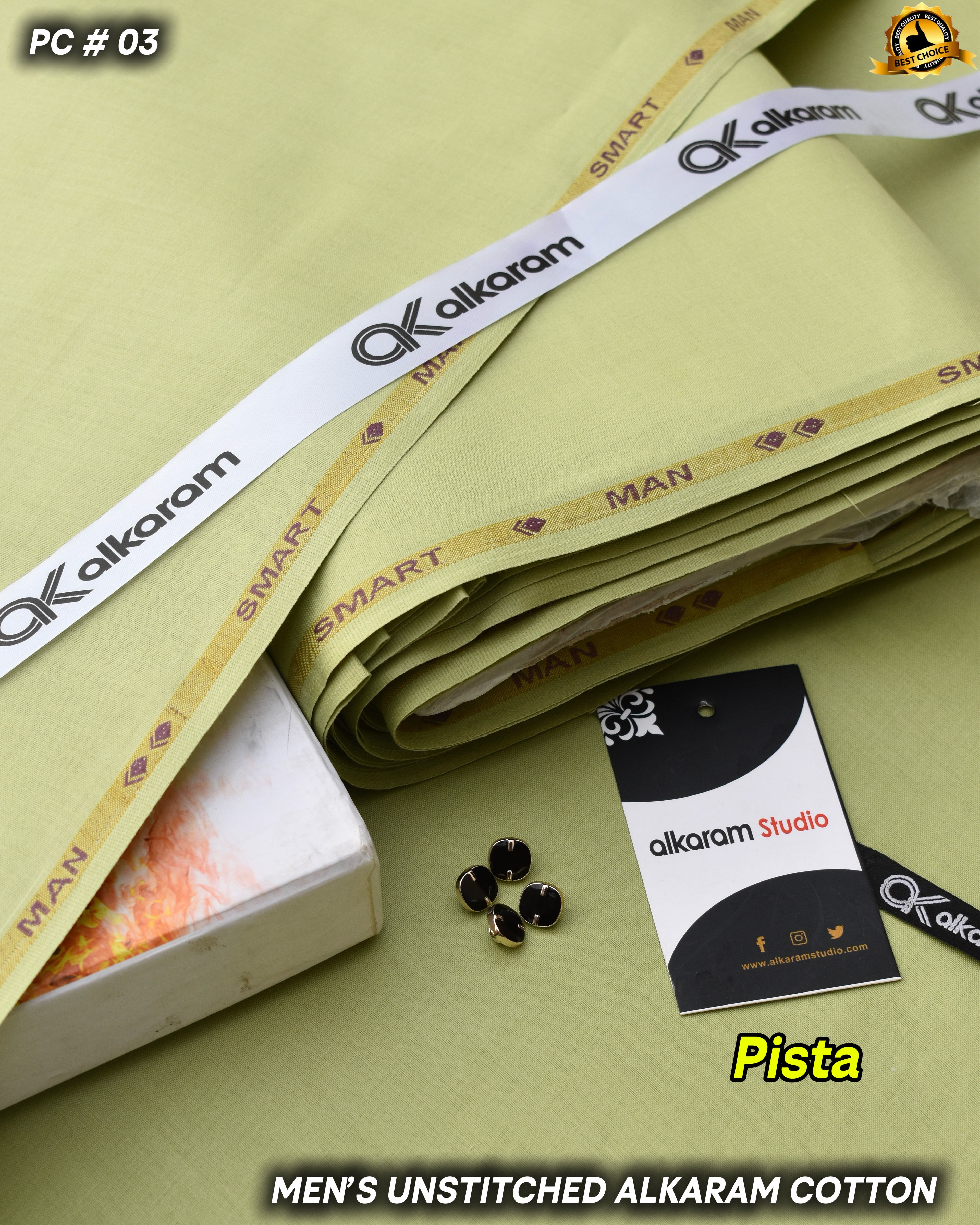 Smart Man Hard Alkaram Cotton- Pista