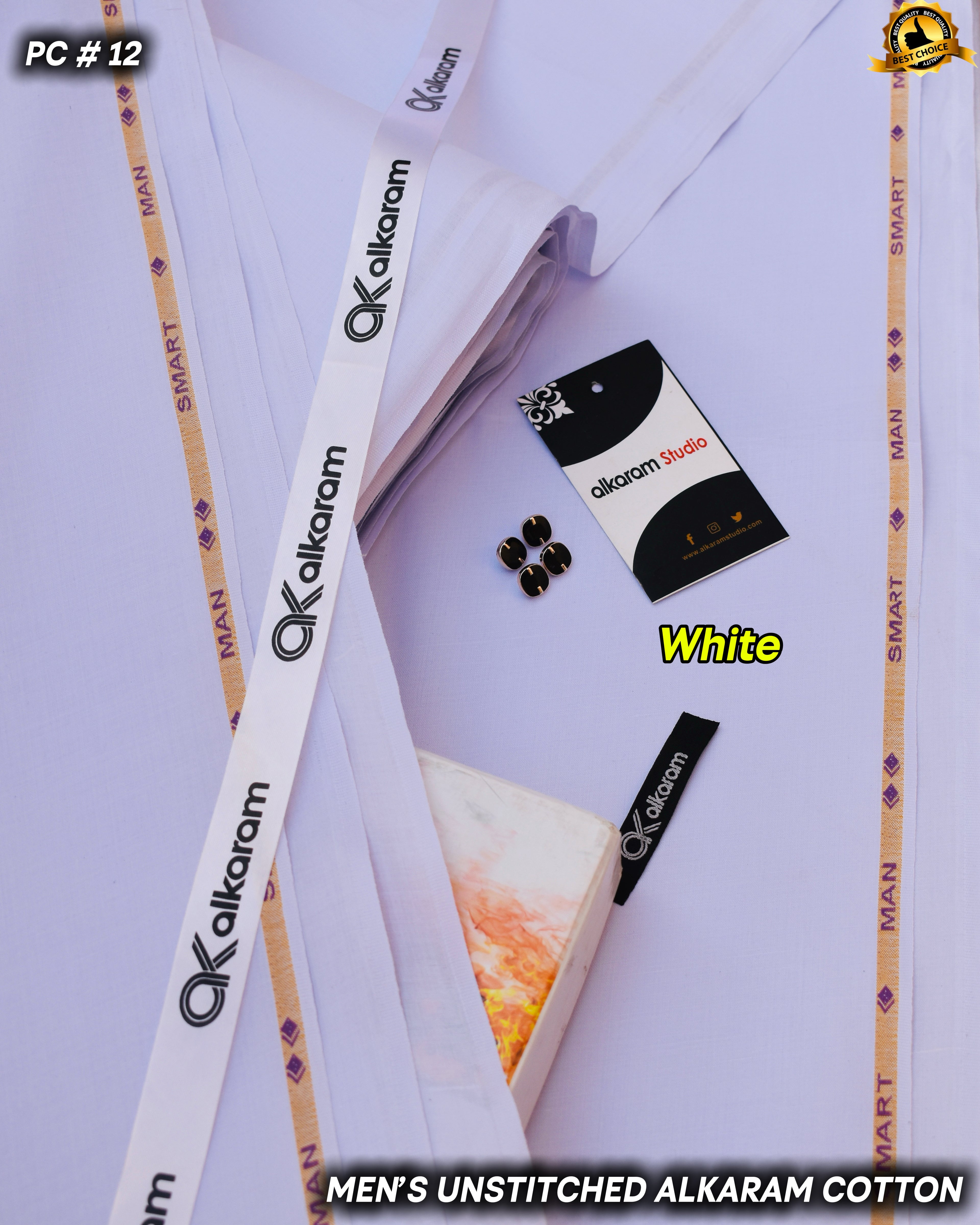 Smart Man Hard Alkaram Cotton- White